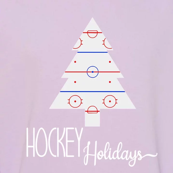 Hockey Holidays Christmas Tree Ice Hockey Rink Buffalo Plaid Cute Gift Garment-Dyed Sweatshirt