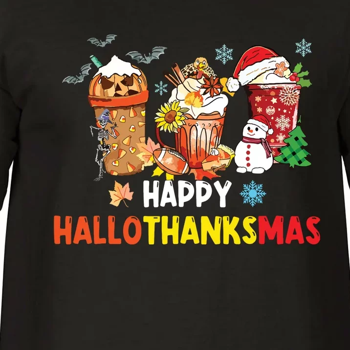 Happy Hallothanksmas Coffee Funny Halloween Christmas Comfort Colors T-Shirt