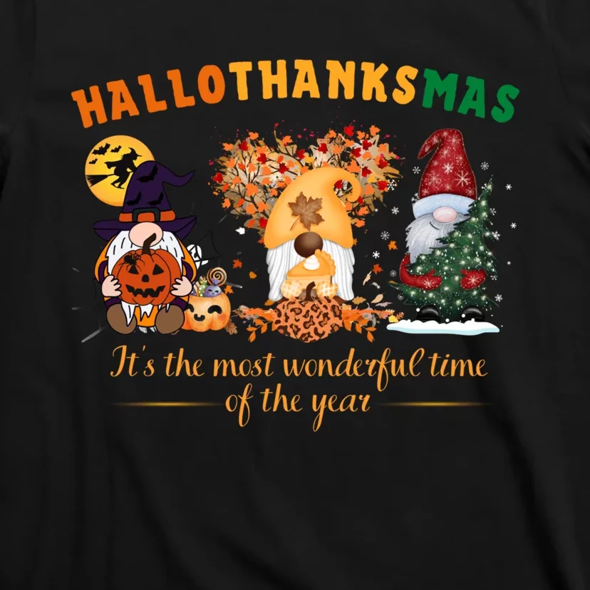 Happy Hallothanksmas Cute Gnomes Fall Halloween Wo Girl T-Shirt