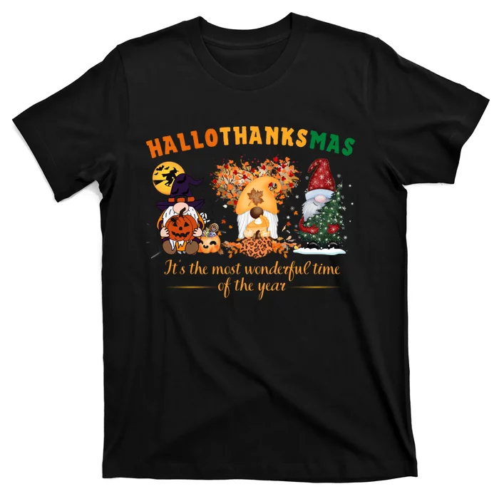 Happy Hallothanksmas Cute Gnomes Fall Halloween Wo Girl T-Shirt