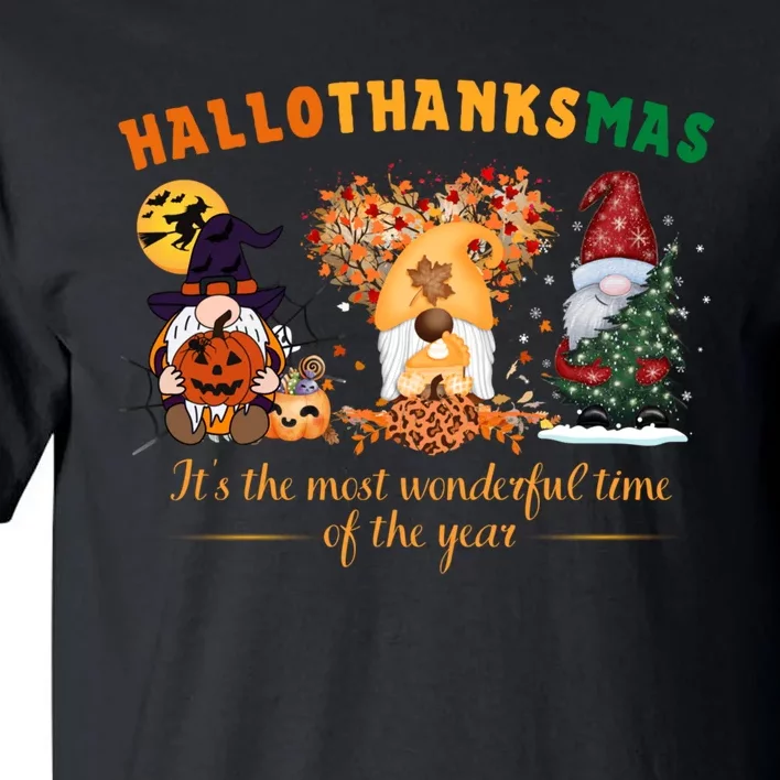 Happy Hallothanksmas Cute Gnomes Fall Halloween Wo Girl Tall T-Shirt