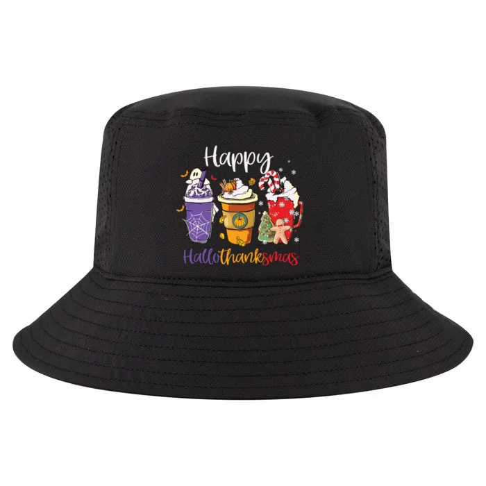 Happy Hallothanksmas Coffee Latte Halloween Thanksgiving Cool Comfort Performance Bucket Hat