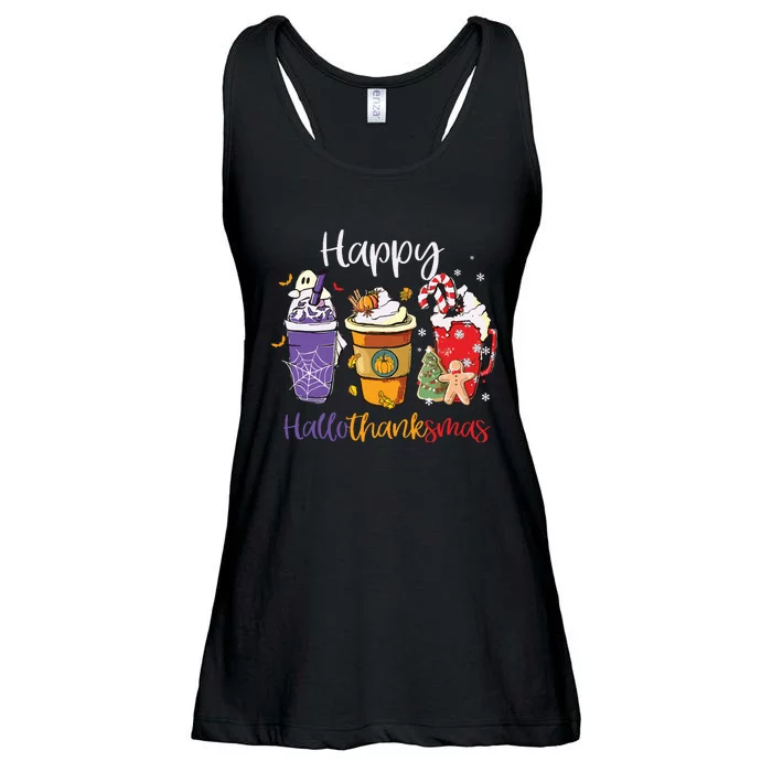 Happy Hallothanksmas Coffee Latte Halloween Thanksgiving Ladies Essential Flowy Tank