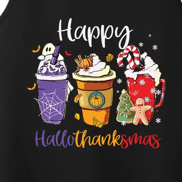 Happy Hallothanksmas Coffee Latte Halloween Thanksgiving Performance Tank