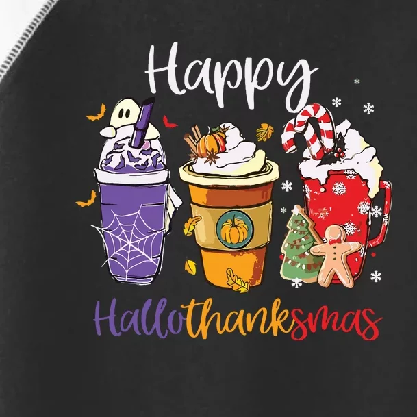 Happy Hallothanksmas Coffee Latte Halloween Thanksgiving Toddler Fine Jersey T-Shirt