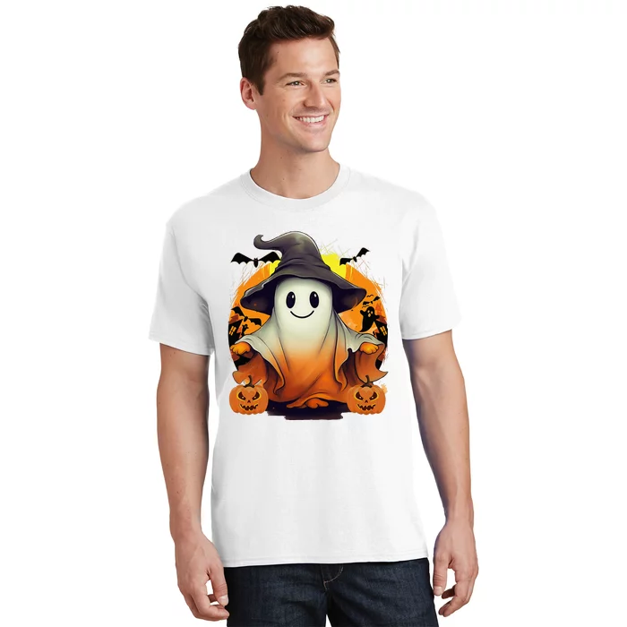 HAPPY HALLOWEEN Cute Halloween Ghost Bat & Halloween Pumpkin T-Shirt