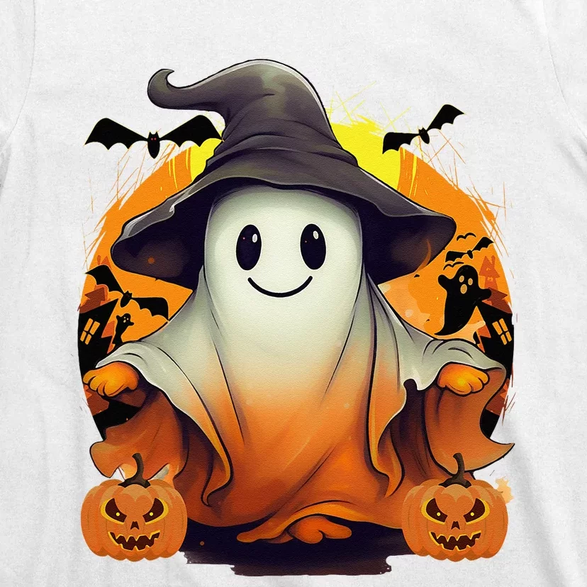 HAPPY HALLOWEEN Cute Halloween Ghost Bat & Halloween Pumpkin T-Shirt