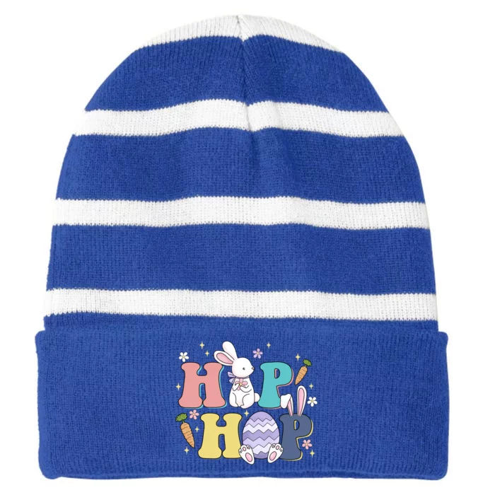 Hip Hop Cute Easter Bunny Striped Beanie with Solid Band