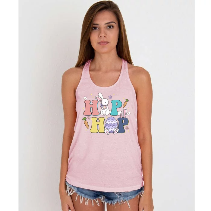 Hip Hop Cute Easter Bunny Women's Knotted Racerback Tank