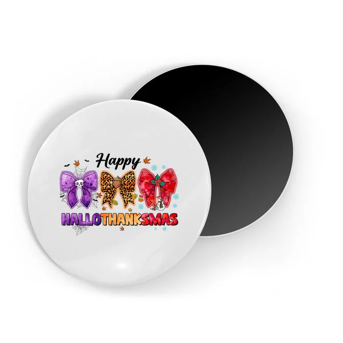 Happy Hallothanksmas Coquette Bow Halloween Thanksgiving Christmas Magnet