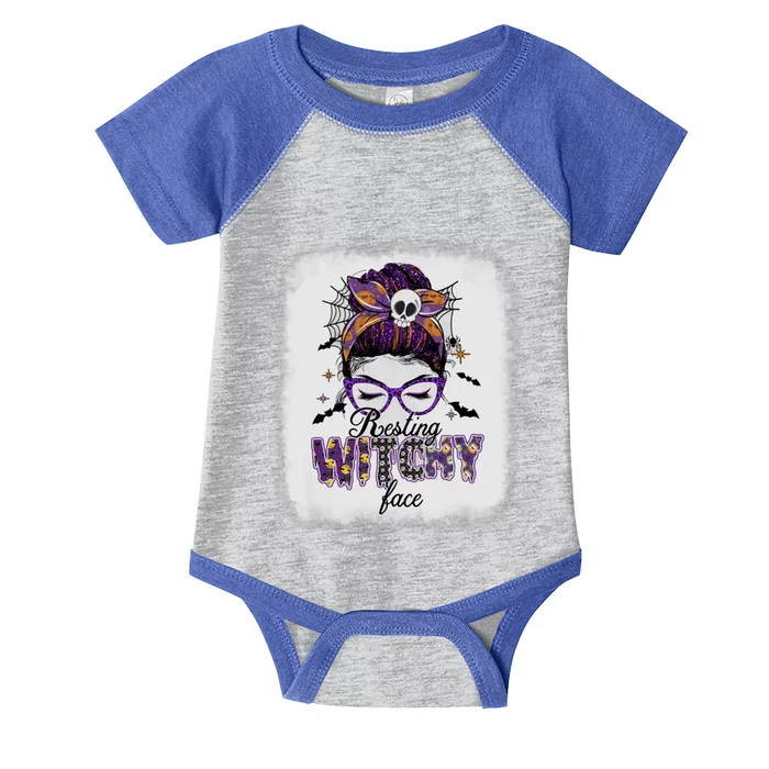 Happy Halloween Costume Resting Witch Face Funny Gift Infant Baby Jersey Bodysuit