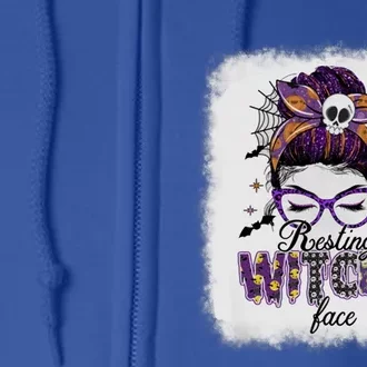 Happy Halloween Costume Resting Witch Face Funny Gift Full Zip Hoodie