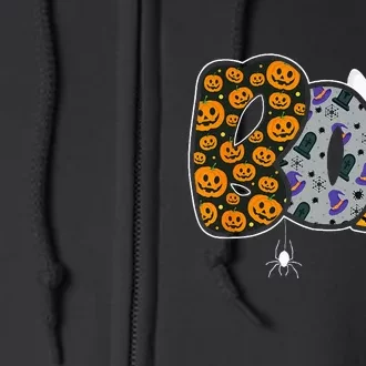 Hilarious Halloween Costume with Ghosts and Pumpkins Full Zip Hoodie