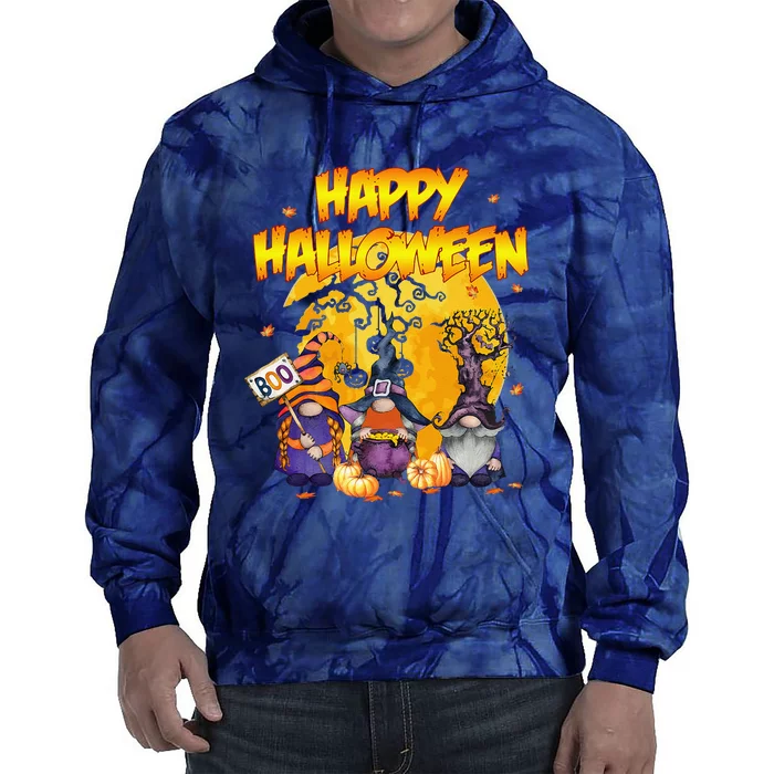 Happy Halloween Costume Scary Boo Funny Gnomes Spooky Tie Dye Hoodie