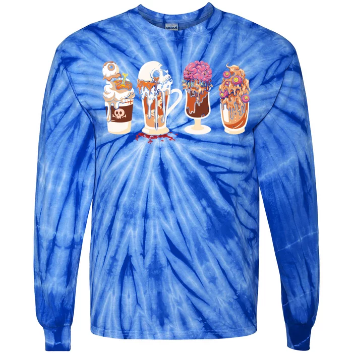 Halloween Horror Coffee Gift Halloween Graphic Gift Tie-Dye Long Sleeve Shirt