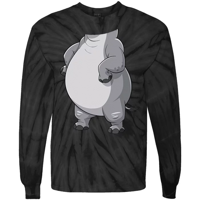 Hippo Hippopotamus Costume Gift Tie-Dye Long Sleeve Shirt