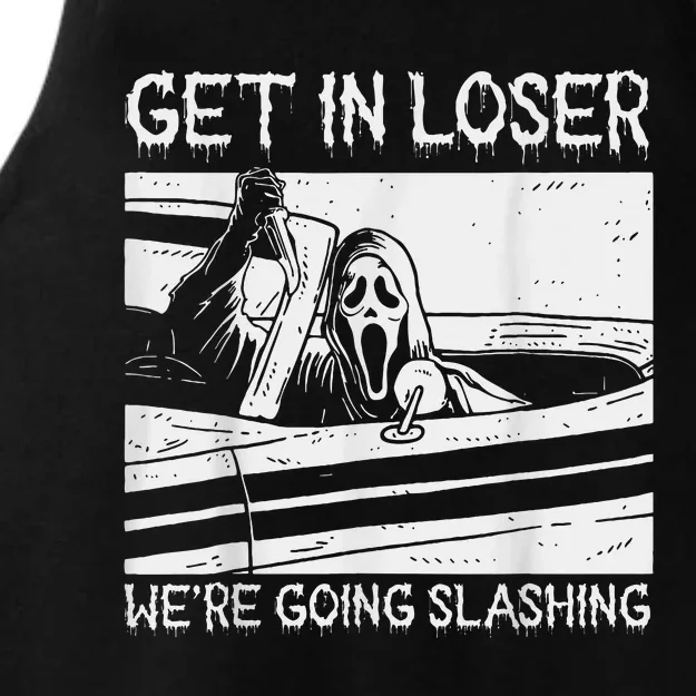 Horror Halloween Character Get In Loser WeRe Going Slashing Ladies Tri-Blend Wicking Tank