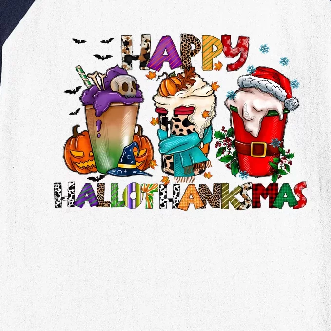 Happy Hallothanksmas Coffee Holiday Season Baseball Sleeve Shirt