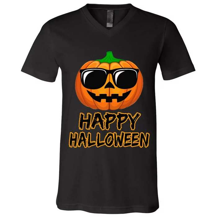 Happy Halloween Costume Funny Pumpkin V-Neck T-Shirt