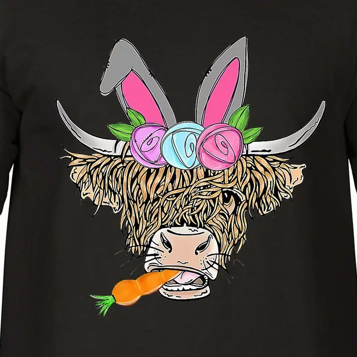 Heifer Highland Cow With Bunny Ears Carrot Egg Happy Easter Comfort Colors T-Shirt