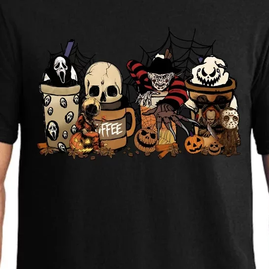 Halloween Horror Coffee Scary Ghost Skull Pajama Set