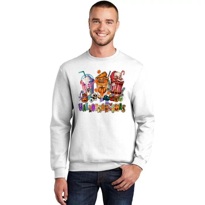 Happy Hallothanksmas Coffee Latte Halloween Thanksgiving Sweatshirt