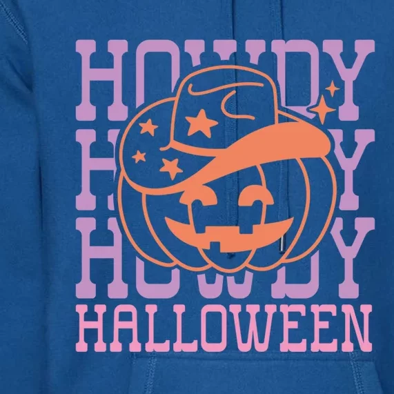 Howdy Halloween Cute Pumpkin Cow Hat Western Gift Premium Hoodie