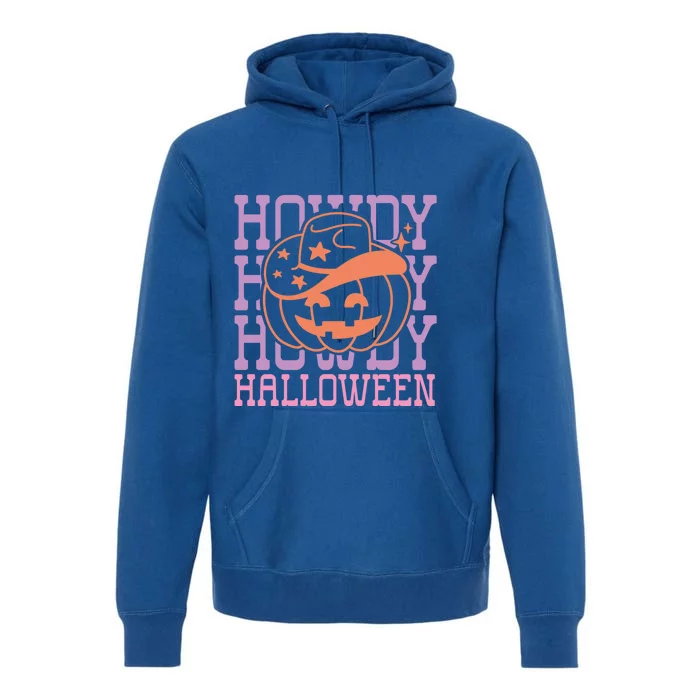 Howdy Halloween Cute Pumpkin Cow Hat Western Gift Premium Hoodie