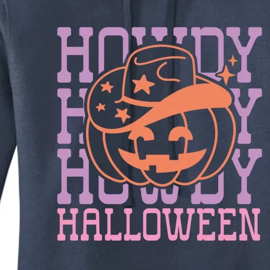 Howdy Halloween Cute Pumpkin Cow Hat Western Gift Women's Pullover Hoodie