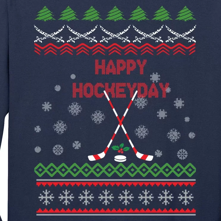 Happy Hockeyday Christmas For Lovers Tall Long Sleeve T-Shirt