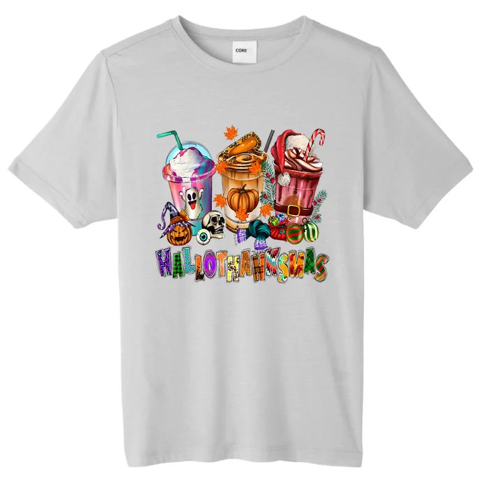 Happy Hallothanksmas Coffee Latte Halloween Thanksgiving ChromaSoft Performance T-Shirt