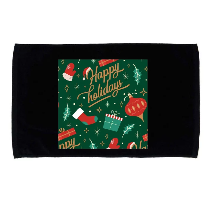 Happy Holidays Christmas Festive Microfiber Hand Towel