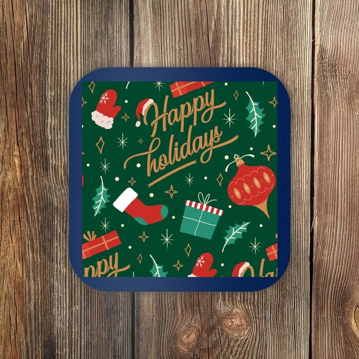 Happy Holidays Christmas Festive Coaster