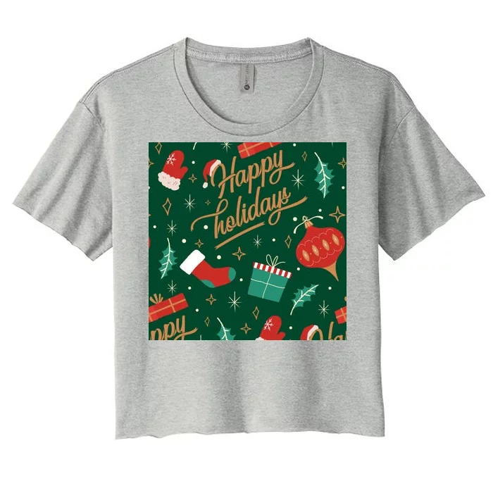 Happy Holidays Christmas Festive Women's Crop Top Tee