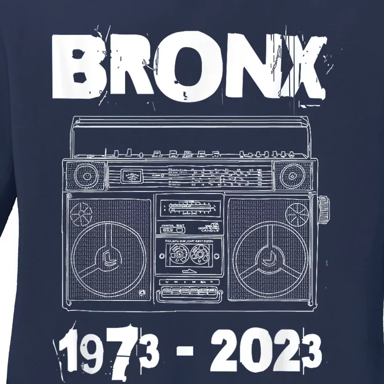 Hip Hop Celebrate 50 Years Retro Vintage Boom Box 1973 Ladies Long Sleeve Shirt