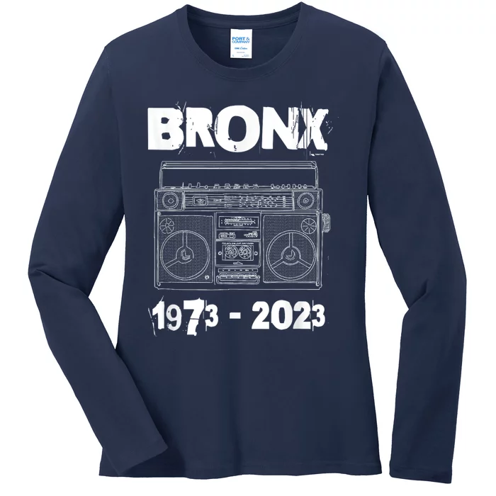 Hip Hop Celebrate 50 Years Retro Vintage Boom Box 1973 Ladies Long Sleeve Shirt