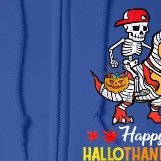 Happy Hallothanksmas Cool Skeleton Cap Dino Mummy Halloween Meaningful Gift Full Zip Hoodie