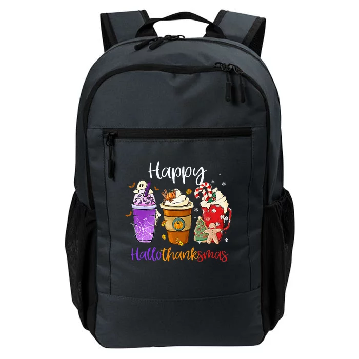 Happy Hallothanksmas Coffee Latte Halloween Thanksgiving Daily Commute Backpack