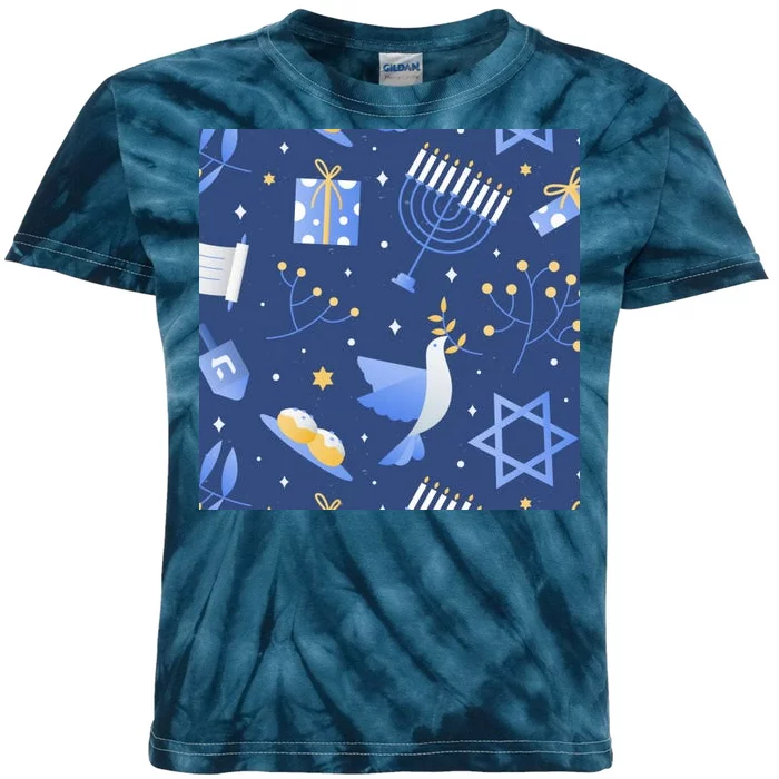 Hanukkah Holiday Celebration Kids Tie-Dye T-Shirt