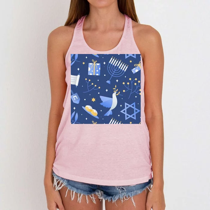 Hanukkah Holiday Celebration Women's Knotted Racerback Tank