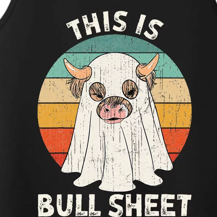 Hilarious Halloween Cow Costume Spooky Ghostly Design Performance Tank