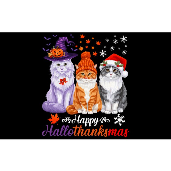 Happy Hallothanksmas Cats Halloween Thanksgiving Christmas Bumper Sticker