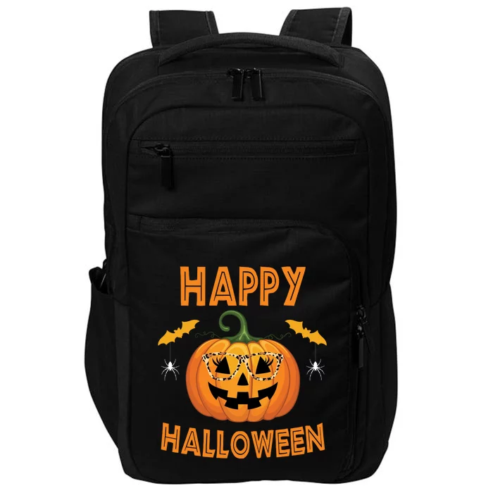 Happy Halloween Cute Pumpkin Leopard Impact Tech Backpack