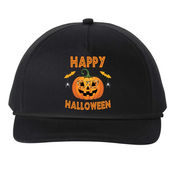 Happy Halloween Cute Pumpkin Leopard Snapback Five-Panel Rope Hat