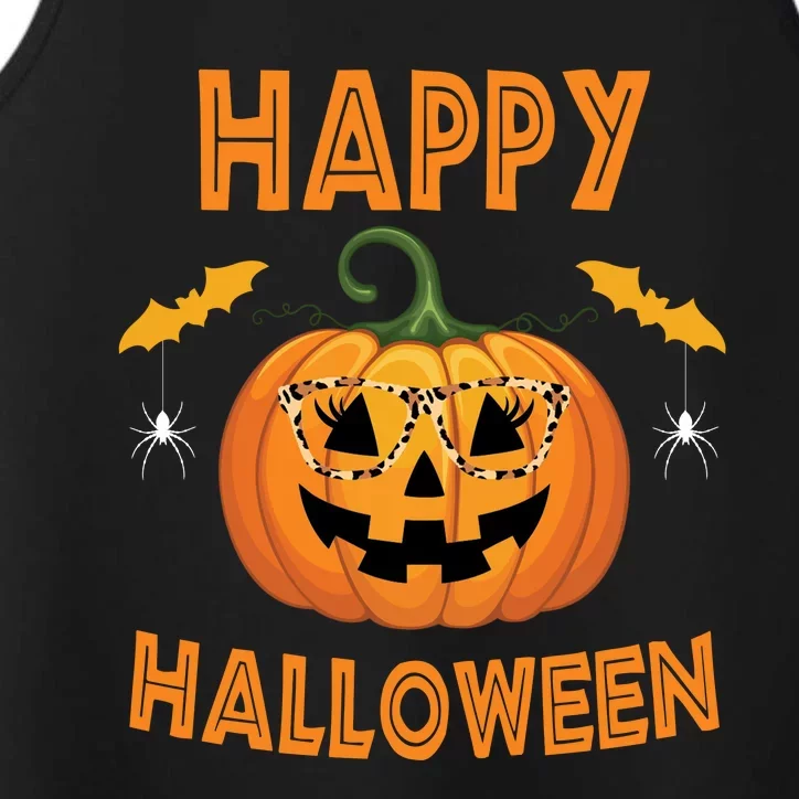 Happy Halloween Cute Pumpkin Leopard Performance Tank