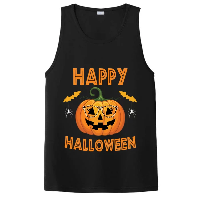 Happy Halloween Cute Pumpkin Leopard Performance Tank