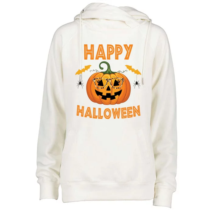 Happy Halloween Cute Pumpkin Leopard Womens Funnel Neck Pullover Hood