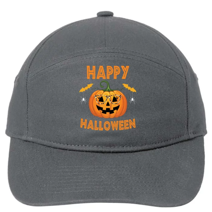 Happy Halloween Cute Pumpkin Leopard 7-Panel Snapback Hat