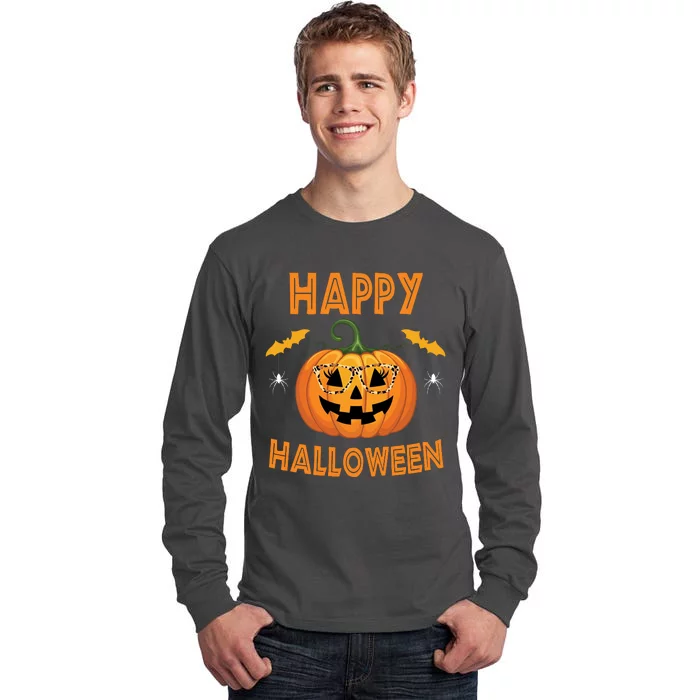 Happy Halloween Cute Pumpkin Leopard Tall Long Sleeve T-Shirt