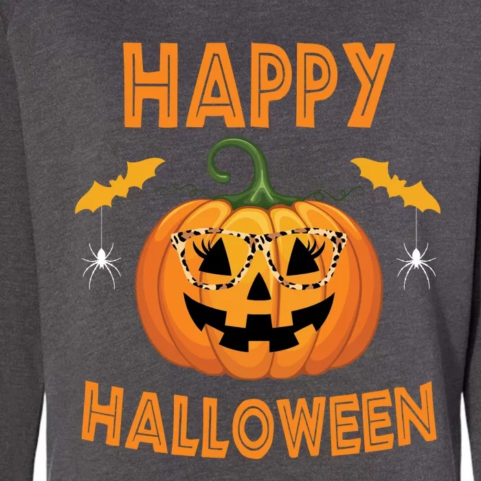 Happy Halloween Cute Pumpkin Leopard Womens California Wash Sweatshirt